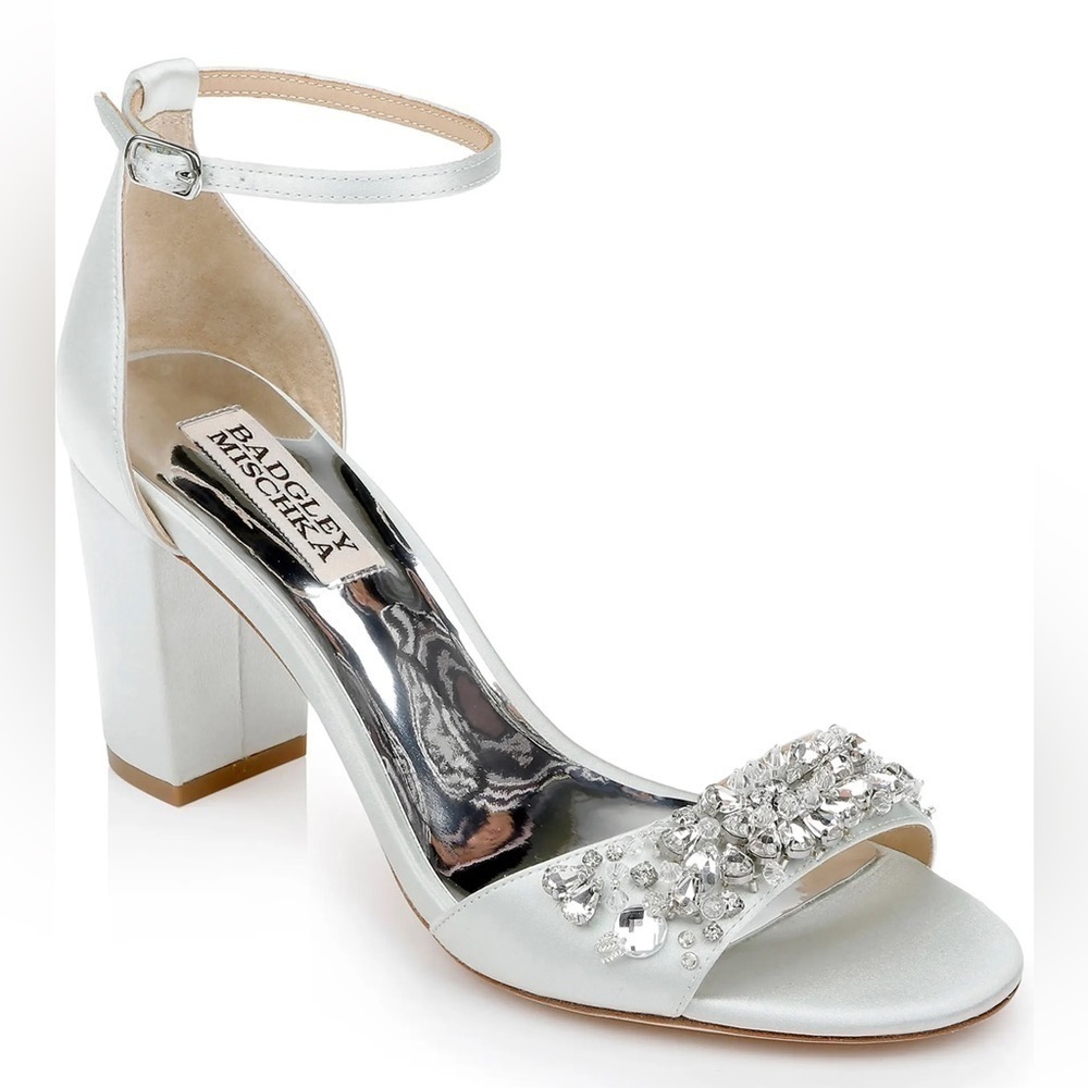 New Badgley Mischka Tempest Embellished Block-Heel Sandal